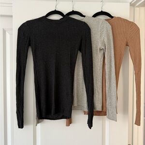 H&M Basic Crew Neck Ribbed Knit Top 3 BUNDLE